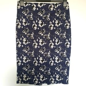 Contemporaine Navy Floral Pencil Skirt